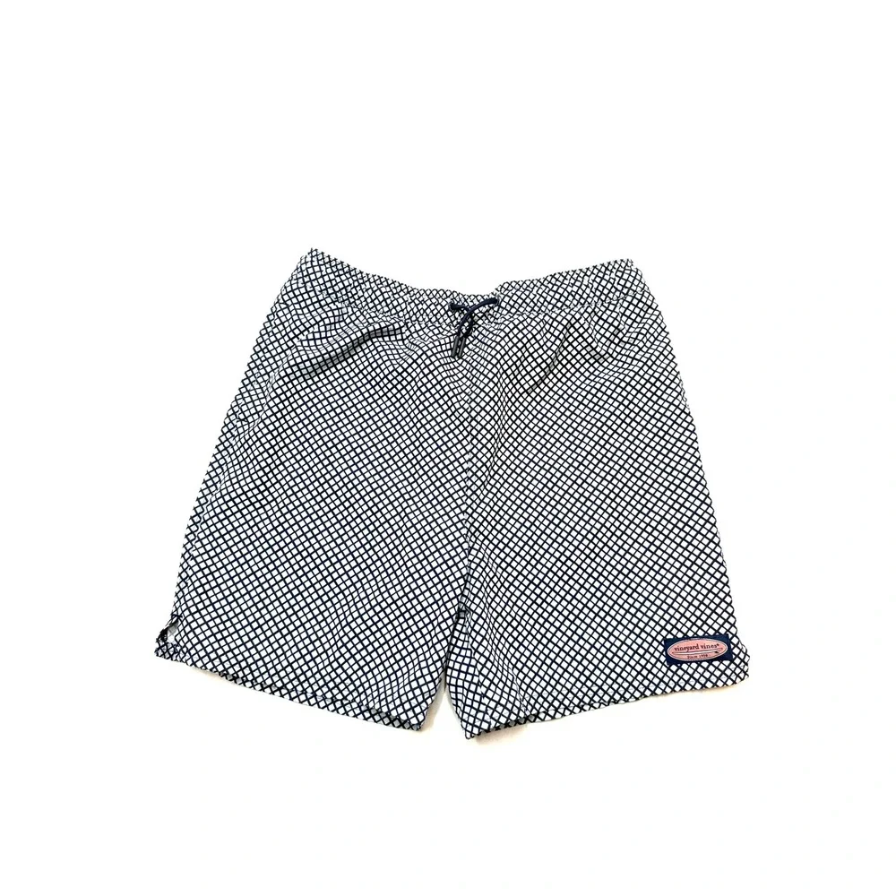 VINEYARD VNES Youth Boys XL Blue White Lattice Print Mesh Lined 5
